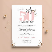 "50 & Fabulous" Minimale Roze en Zwarte Glitter Kaart