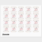 "50 & Fabulous" Minimale Roze en Zwarte Glitter Vierkante Sticker (Vel)