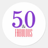 50 & Fabulous Minimale Verjaardag Ronde Sticker (Voorkant)