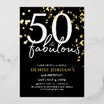 50 & Fabulous Modern Goud en Zwart Verjaardag
