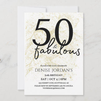 50 & Fabulous Modern Goud en Zwart Verjaardag Kaart
