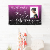 50 Fabulous Modern Pink Glitter Birthday Photo Ban Spandoek (Insitu)