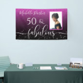 50 Fabulous Modern Pink Glitter Birthday Photo Ban Spandoek (Beurs)
