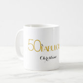 50 & FABULOUS Moderne 50e verjaardag met silhouet Koffiemok (Voorkant links)