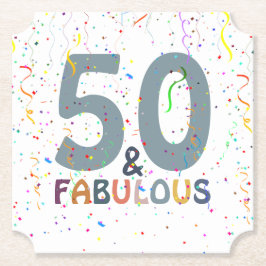 50 & Fabulous Mooie Confetti Blauwe Trendy Typogra Kartonnen Onderzetters