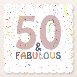50 & Fabulous Mooie Confetti Roze Trendy Typografi Kartonnen Onderzetters