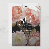 50 & Fabulous Mooierig Roze Bloemige Botanische Pr Kaart (Voorkant)