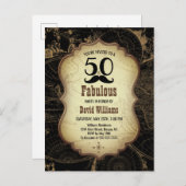 50 Fabulous Mustache  Kaart Verjaardagsfeest (Voorkant / Achterkant)