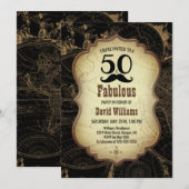 50 Fabulous Mustache  Kaart Verjaardagsfeest (Voorkant / Achterkant)