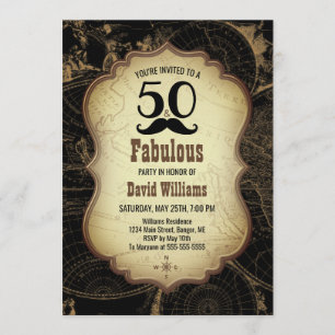 50 Fabulous Mustache Kaart Verjaardagsfeest