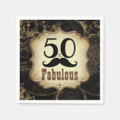 50 Fabulous Mustache  Kaart Verjaardagsfeest Servet (Voorkant)