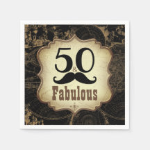 50 Fabulous Mustache  Kaart Verjaardagsfeest