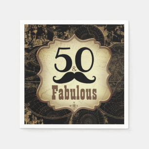 50 Fabulous Mustache  Kaart Verjaardagsfeest Servet