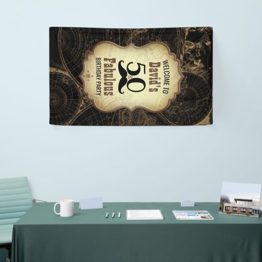 50 Fabulous Mustache Kaart Verjaardagsfeest Spandoek (Beurs)