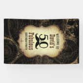 50 Fabulous Mustache  Kaart Verjaardagsfeest Spandoek (Horizontaal)