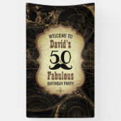 50 Fabulous Mustache Kaart Verjaardagsfeest Spandoek (Verticaal)