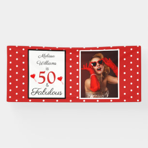 50 & Fabulous Naam Foto Rood 50ste Verjaardag 2.5x Spandoek