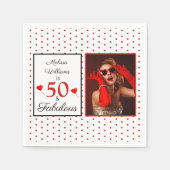 50 & Fabulous Name Foto Red 50th Birthday WH Red Servet (Voorkant)