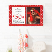 50 & Fabulous Name Foto Red 50th Birthday WH Red Spandoek (Insitu)