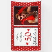 50 & Fabulous Name Foto Red 50th Birthday WH Red Spandoek (Verticaal)