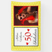 50 Fabulous Name Photo Red 50th Birthday Yellow WH Spandoek (Verticaal)