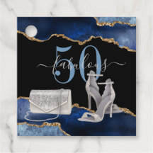 50 Fabulous Navy Black Agate Gold Glitter