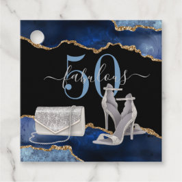 50 Fabulous Navy Black Agate Gold Glitter Bedankjes Labels