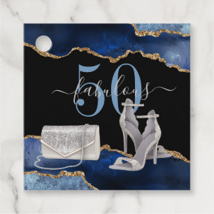 50 Fabulous Navy Black Agate Gold Glitter Bedankjes Labels