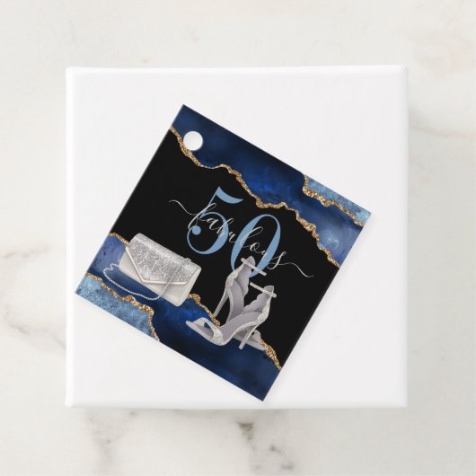 50 Fabulous Navy Black Agate Gold Glitter Bedankjes Labels (In situ)