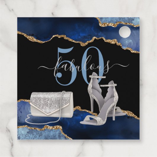 50 Fabulous Navy Black Agate Gold Glitter Bedankjes Labels (Achterkant)