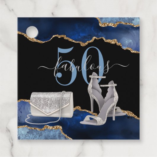 50 Fabulous Navy Black Agate Gold Glitter Bedankjes Labels (Voorkant)