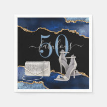 50 Fabulous Navy Black Agate Gold Glitter