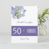 50 & Fabulous Paars Lilacs Waterverf Invitation Kaart (Staand voorkant)