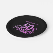 50 & Fabulous Paarse Glitter 50ste Verjaardagsnaam Papieren Bordje (Gekanteld)