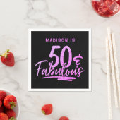 50 & Fabulous Paarse Glitter 50ste Verjaardagsnaam Servet (Insitu)