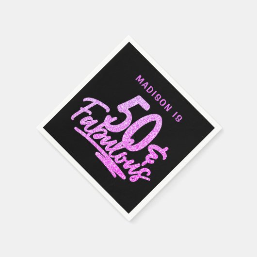 50 & Fabulous Paarse Glitter 50ste Verjaardagsnaam Servet (Hoek)