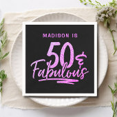50 & Fabulous Paarse Glitter 50ste Verjaardagsnaam Servet