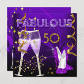 50 Fabulous Paarse Gold Champagne Shoes Kaart (Voorkant / Achterkant)