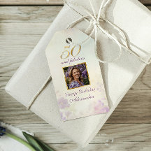 50 & Fabulous  Paarse Gouden Bloemen Verjaardag