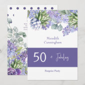 50 & Fabulous Paarse Lilacs Waterverf II Kaart (Voorkant / Achterkant)