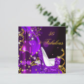 50 & Fabulous Paarse Magenta Birthday Party Kaart (Staand voorkant)