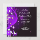50 & Fabulous Paarse Magenta Birthday Party Kaart (Achterkant)