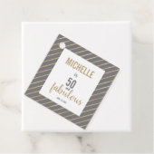 50 & Fabulous Peach Happy Birthday-typografie Bedankjes Labels (In situ)