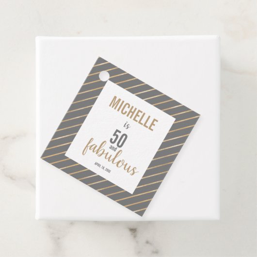 50 & Fabulous Peach Happy Birthday-typografie Bedankjes Labels (In situ)