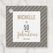50 & Fabulous Peach Happy Birthday-typografie Bedankjes Labels (Voorkant)