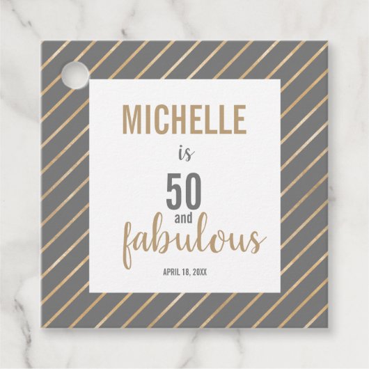 50 & Fabulous Peach Happy Birthday-typografie Bedankjes Labels (Voorkant)