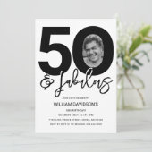 50 & Fabulous Photo 50th Birthday Invitation Kaart (Staand voorkant)