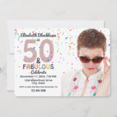 50 & Fabulous Photo 50th Fun Birthday Party Pink Kaart (Voorkant)