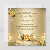 50 & Fabulous Photo Gold Yellow Rose Bow Birthday Kaart (Achterkant)