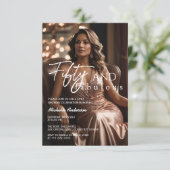 50 & Fabulous Photo Roos Gold 50e Verjaardag Kaart (Staand voorkant)